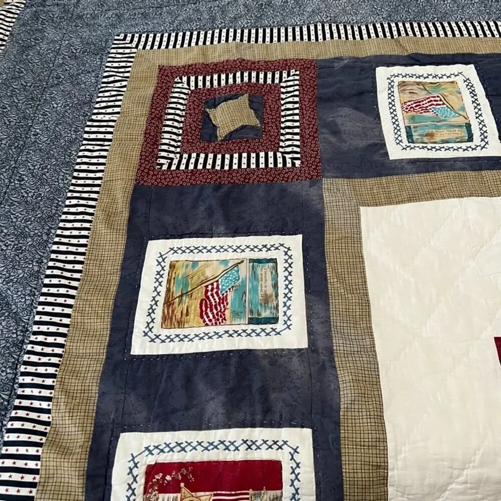 Vintage JCPenney's Home Collection Quilt Freedom Flag Patriotic 84